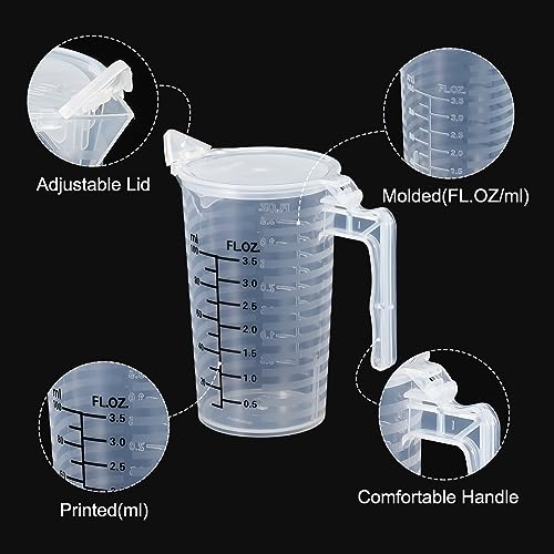 PATIKIL Graduated Beaker, paquet de 2 100ml PP Coupe de mesure liquide en plastique Double côté noir graduations avec poignée de l'eau et de la boue pour la cuisine de laboratoire