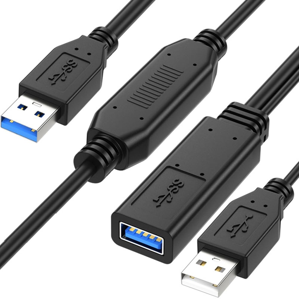 Kabel przedłużający USB 3.0 męski do, aktywny przedłużacz USB ze wzmacniaczem sygnału 49,2 stopy/15 metrów, staranna produkcja i