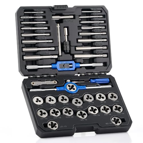 OMT SAE Tap and Die Set, Thread Repair and Cutting Kit with Wrenches
