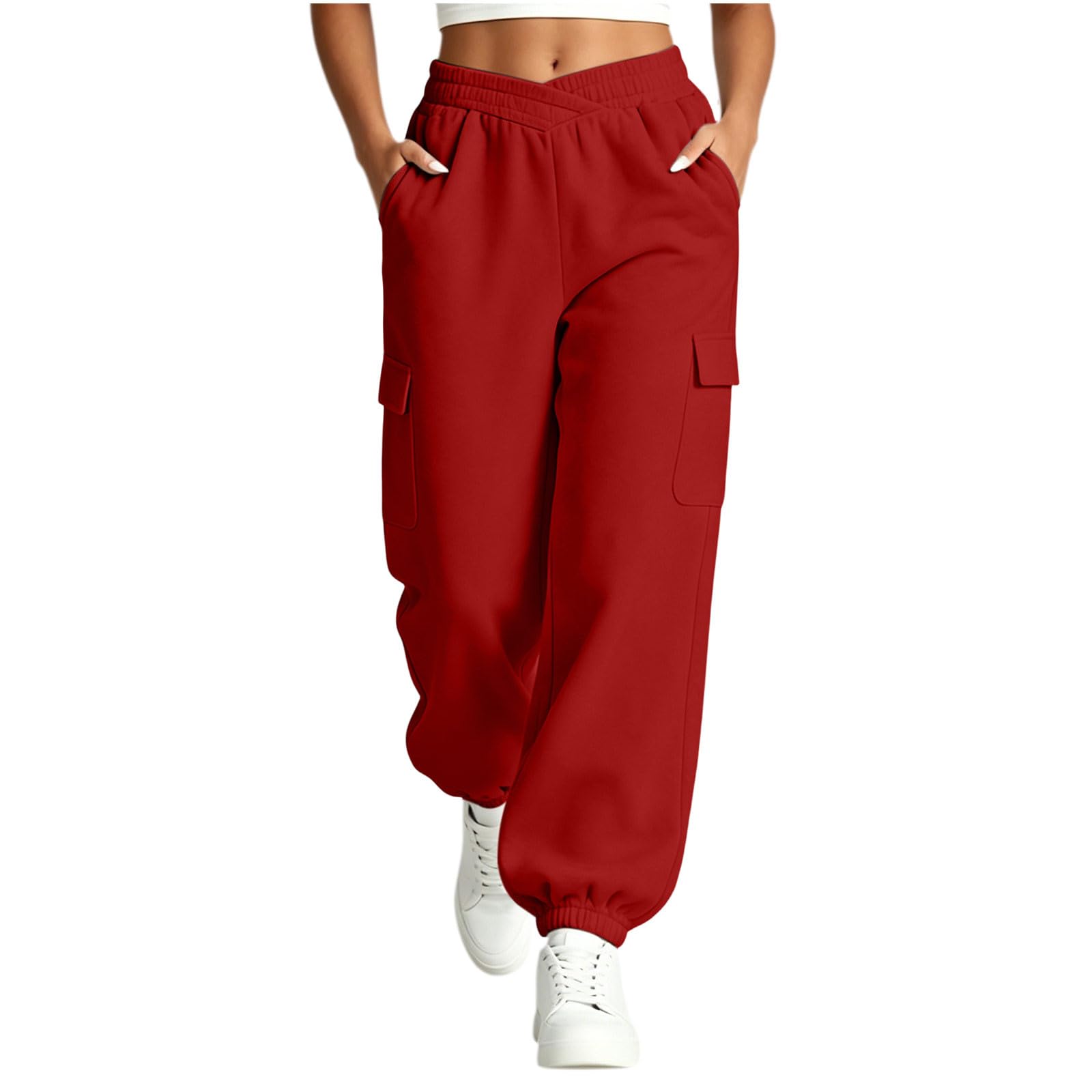 Pantaloni Sportivi Donna Pantaloni Baggy con Tasche Morbidi e Comodi Pantalone Jogger in Cotone Larghi e Leggeri Pant Lunghi Tinta Unita Pantalone Tuta con Coulisse per Allenamento Jogging Fitness