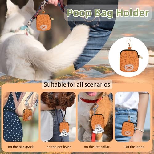 Image of Cute and Convenient Leash Attachment Dog Poop Bag Holder - Stylish Fashion Print Waste Bag Carrier,Coffee Beans,Medium