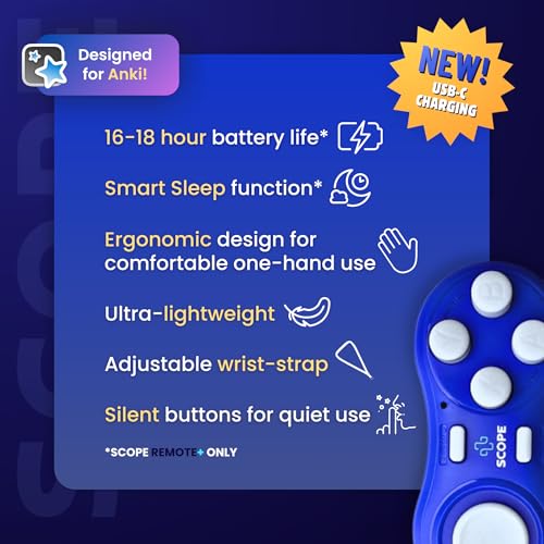 Image of Scope Remote- Remote for Anki. Customizable with Anki Add-on, Compatible with Windows, Mac, iOS, iPad, and Android. Quizlet Compatible, Anki Controller. Sapphire Blue, Plus (16-18 Hours Battery)