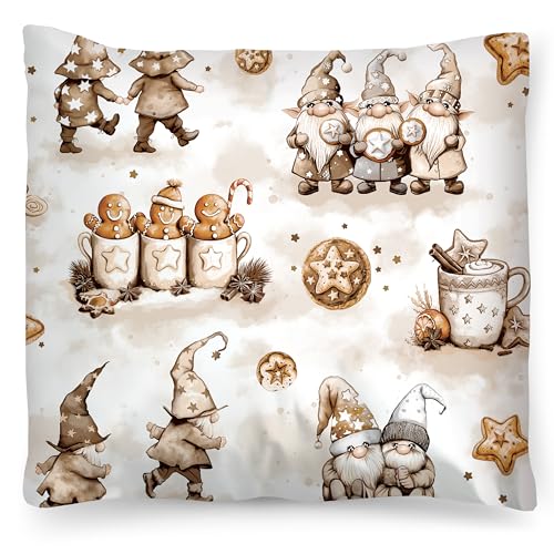 PinkZebra Kopfkissenbezug Weihnachten 80 x 80 cm aus 100% Baumwolle,...