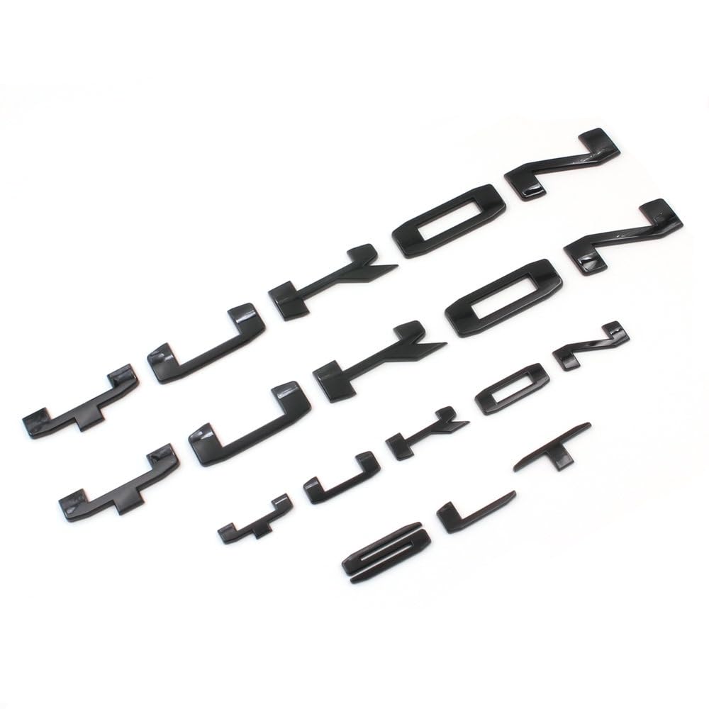 4PCS Set Door Rear SLT Yukon Emblems Letters 3D Badge Replacement Compatible with 2021-2025 Yukon Yukon XL (Gloss Black)
