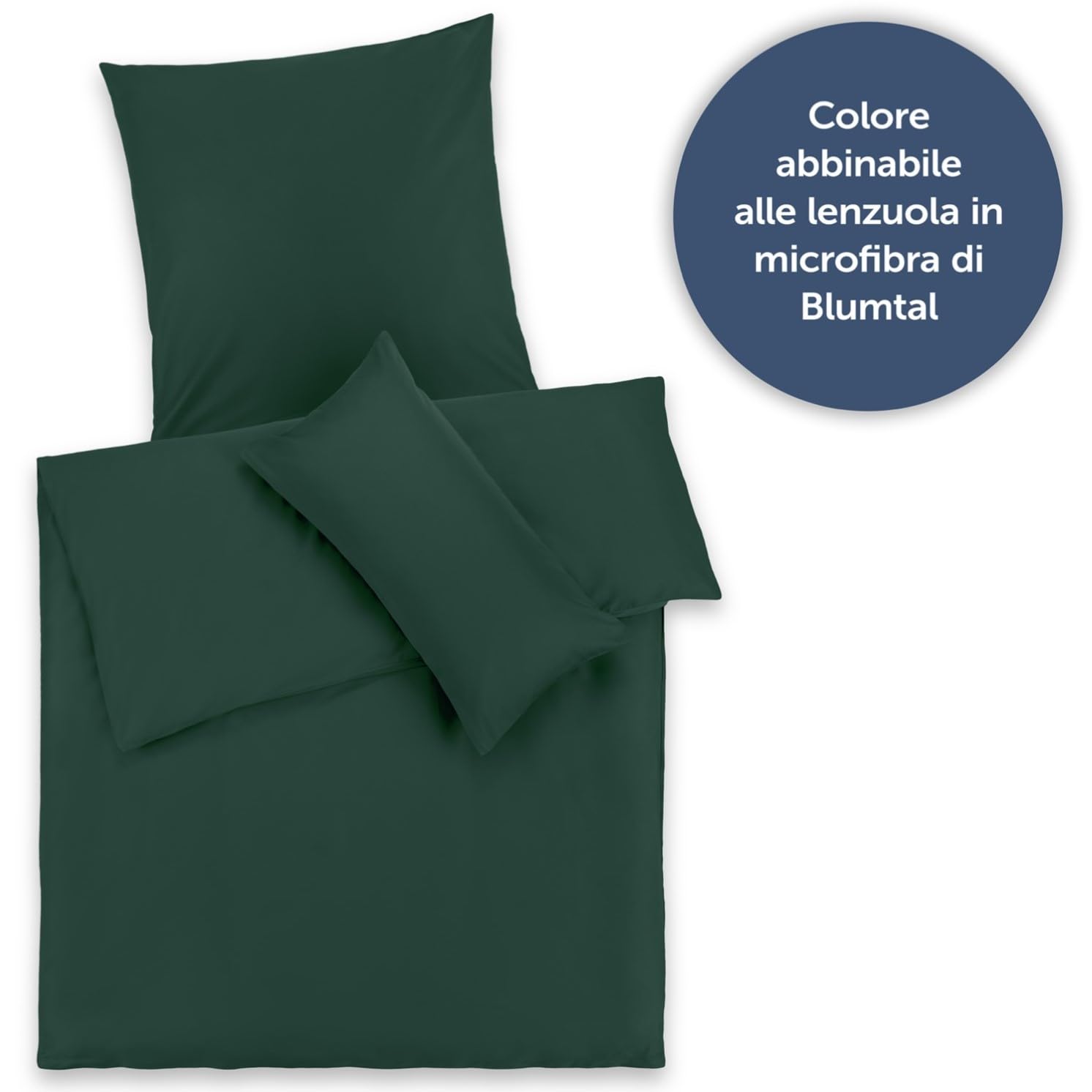 Blumtal Copripiumino Matrimoniale 260x240 e Federe 65x65 - Set di Lenzuola in microfibra extra morbida certificata Oeko-Tex, Set Copripiumino Matrimoniale con 2 Federe - 3 pezzi - Verde Scuro