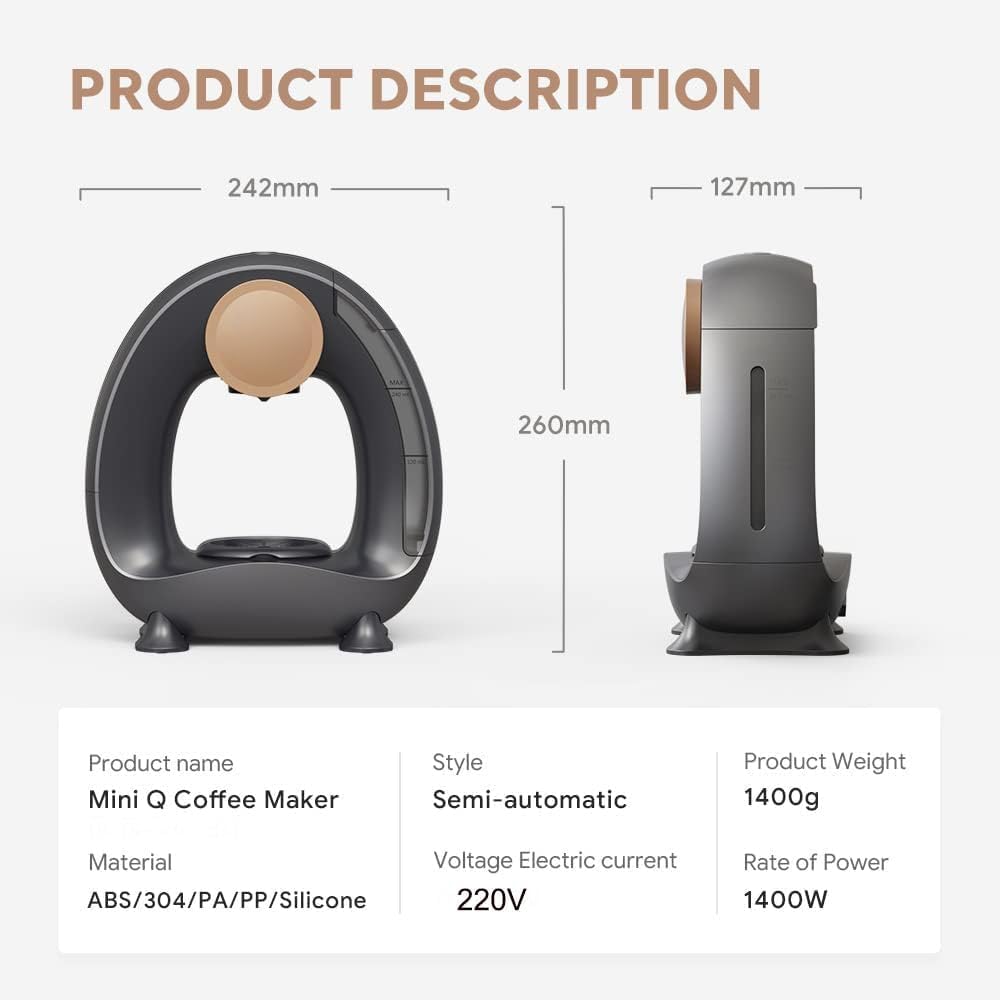 Macchina da caffè monouso con filtro per caffè macinato, Mini macchina da caffè Americano per una tazza, funzionamento con un tocco, dimensioni di infusione 4-8 fl oz (Grigio)