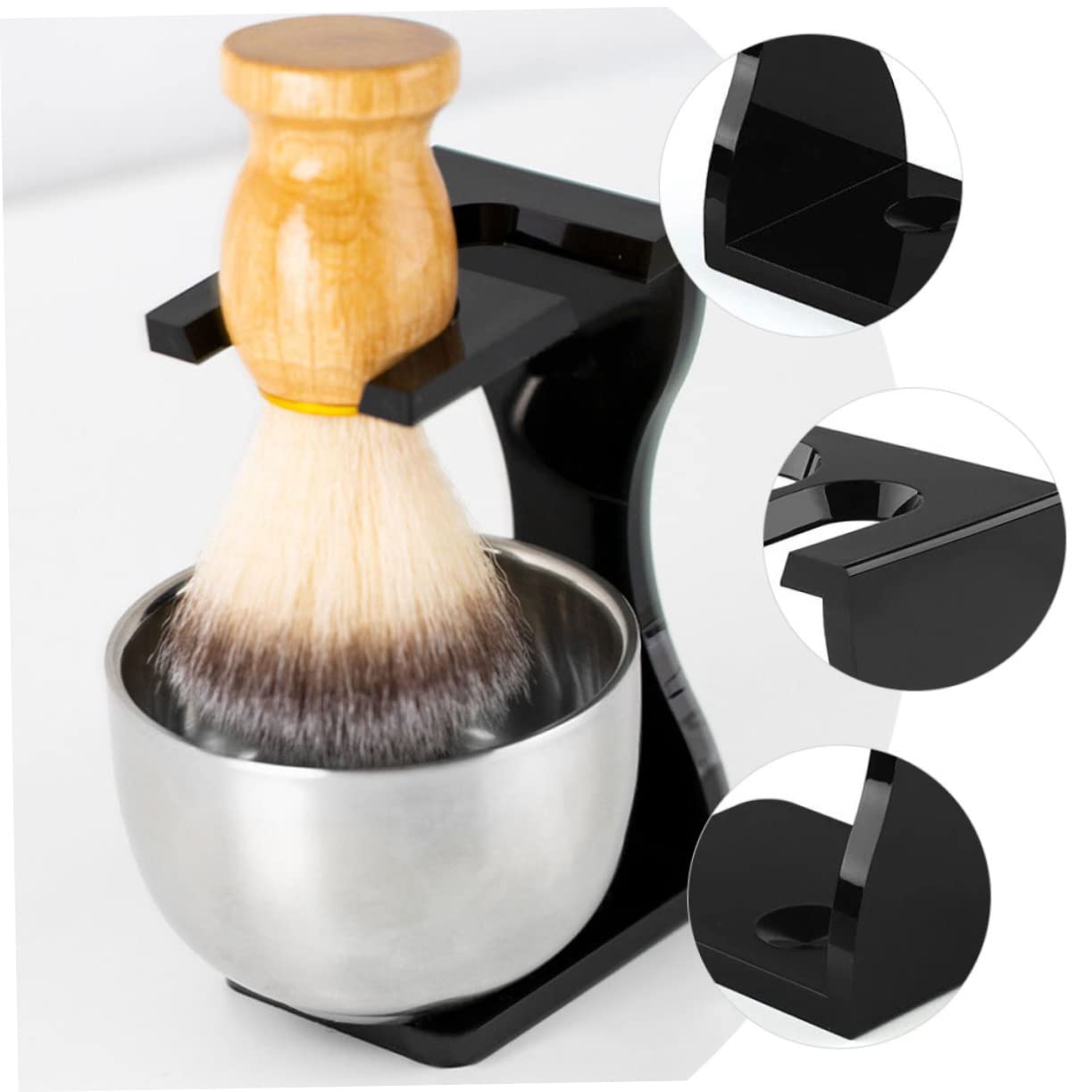 minkissy 3pcs Beard Brush Stand Shaving Brush Holder Razor Display Holder for Home