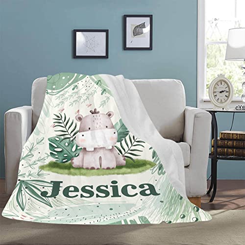 Tyymndwp Funny Blanket Animal Blankets Hippo Personalized Custom Baby Gift Throw Blankets Soft Fleece Flannel Throw Blanket For Baby Kids Boys Girls Decor Couch Bed Sofa Nursery Crib #TOP1