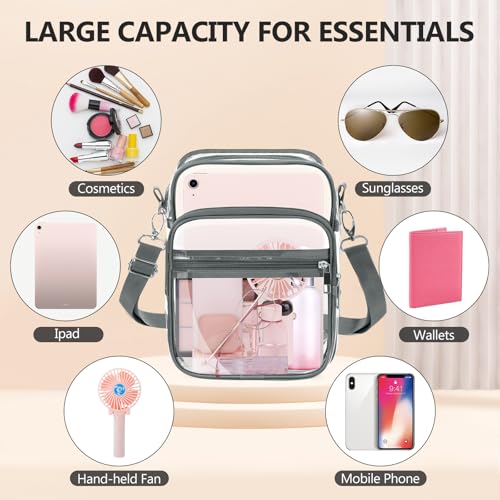Image of Blvornl Clear Crossbody Bag with Adjustable Shoulder Strap, Stadium Approved PVC Purse Bag, Messenger Bag