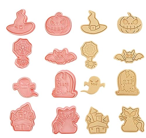 クッキー型 ハロウィン 8個セット 可愛い コウモリ 蜘蛛 おばけ カボチャ 猫 クッキー 型抜き ハロウィン クッキーカッター ビスケット 型 フォンダン型 お菓子作り 製菓用品 (A)のサムネイル