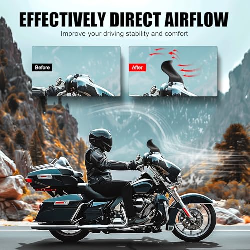 Image of JMTBNO Black 9 inch Wave Windshield Windscreen Compatible for 2014-2024 Harley Davidson Touring Street Glide /Electra Glide /Ultra Limited /Tri Glide FLHT FLHX FLHXS FLHTK