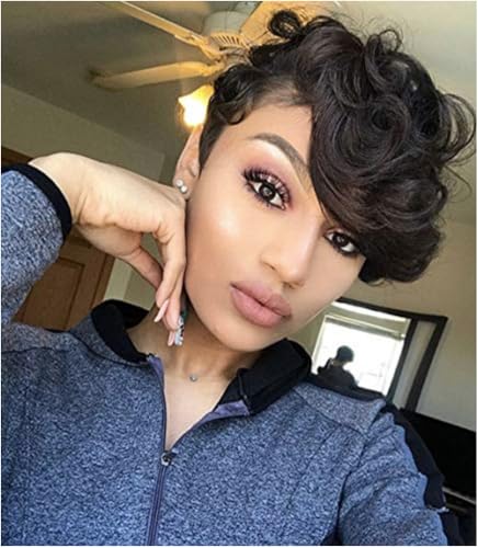 Sirukou Short Wavy Wig With Bangs - Brown Synthetic Wig For Black Women