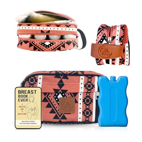 Image of Goldie Drops Breastmilk Cooler Bag - Dual Pocket for Bottle and Bags - Includes Ice Pack (Burnt Orange), 10002