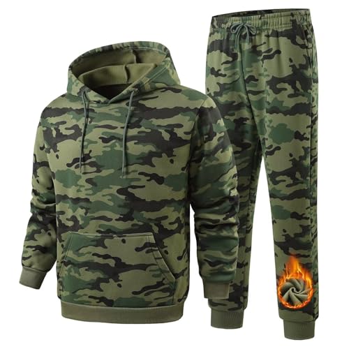Clufar Jogginganzug Herren Set Trainingsanzug Herren Fleece Langarm Camouflage Kapuzenpullover Männer Warm Tracksuit Teenager Sportswear Grün Winter,L Green Clufar Jogginganzug Herren Set Trainingsanzug Herren Fleece Langarm Camouflage Kapuzenpullover Männer Warm Tracksuit Teenager Sportswear Grün Winter,L Green
