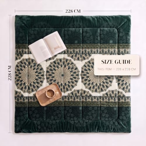Image of SANMARINO Luxury Flannel Quilted Comforter for Double Bed | Ultra Soft Plush Razai with Modern Floral Design | Fuffly, Cozy All Season Blanket for Mild & Heavy Winter |220x230 cm,Charcoal Grey