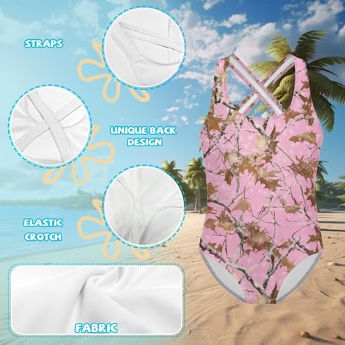 Image of WELLFLYHOM Girls Swimsuit 5-14 Cross Back Swimwear Full Coverage One Piece Bathing Suit Sleeveless Beachwear