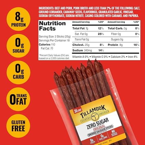 Tillamook Country Smoker Smoked Sausage, Zero Sugar, Original, 16 oz, 36 Count - image 5