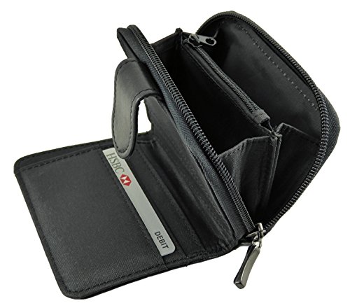 Ladies Small Compact Leather Purse with RFID Protection (Black) - Image 4