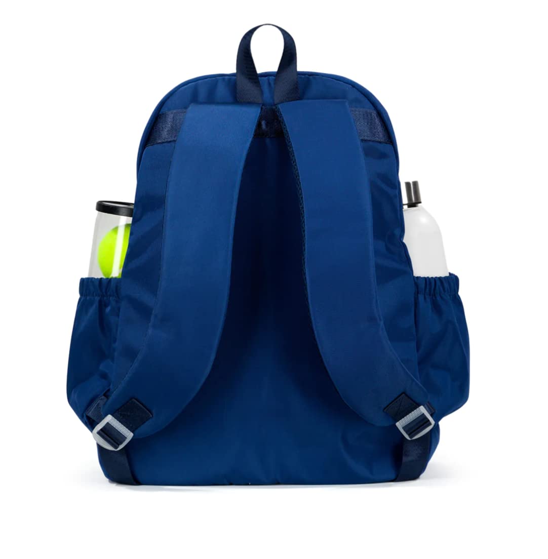 Ame & Lulu Pickleball Time Backpack - Contains Padded & Adjustable Straps - Two Exterior Water Bottle Pockets - Navy/Lime