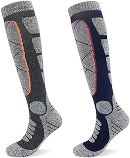 2 Pairs Thermal Ski Socks for men 9-12, Cold Weather Knee-High Thermal Socks,Walking Hiking Socks for Men Thick Cushioned Wicking Cycling Riding Mountaineering Cotton Socks