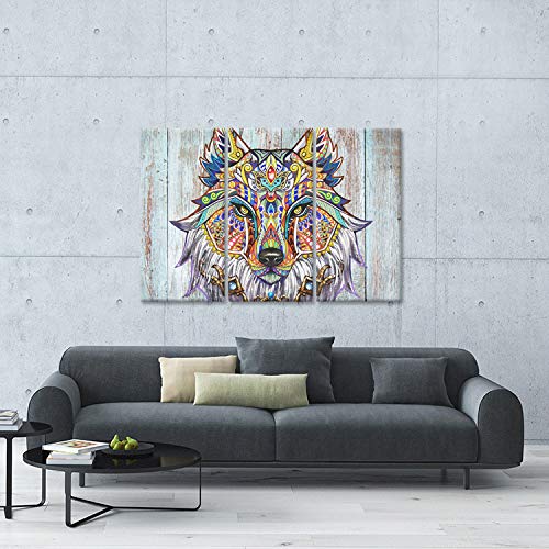 Ihappywall 3 Pieces Wolf Canvas Wall Art Abstract Boho Paisley Animal Wildlife Artwork For Living Room Home Decor Stretched And Framed Ready To Hang 16X32Inchx3Pcs #TOP2