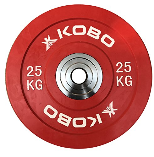 Image of Kobo 5 Kg (51 mm) Bumper Plates Competition Level Olympic Barbell Bar Weight Plate with Machined Steel Collar Elite (Imported) - Sold in Pairs