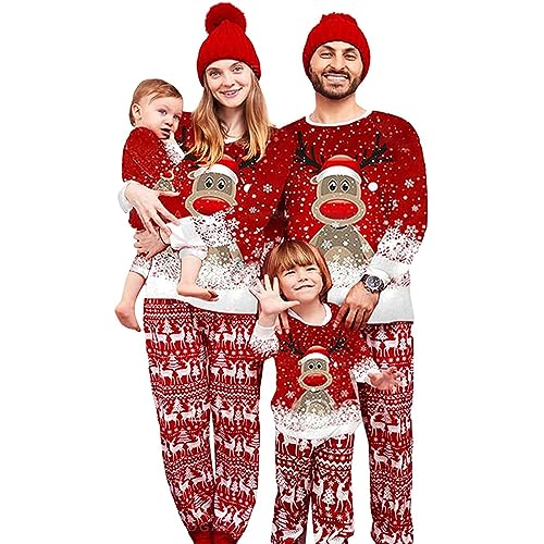 MUYOGRT Pijamas Navidad Familia,Pijama Familiar a Juego,Pijama Natal Familia,Navideño Pijama para Mujer Hombre Niño Bebé(22,Niño)