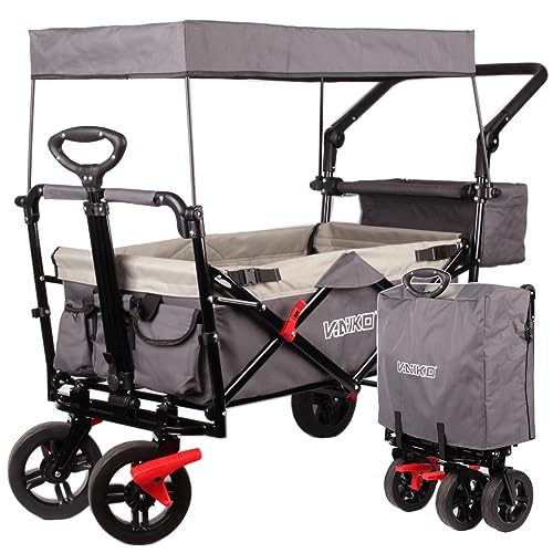 Bollerwagen Faltbar Handwagen Klappbar Gartenwagen mit Dach Transportwagen...