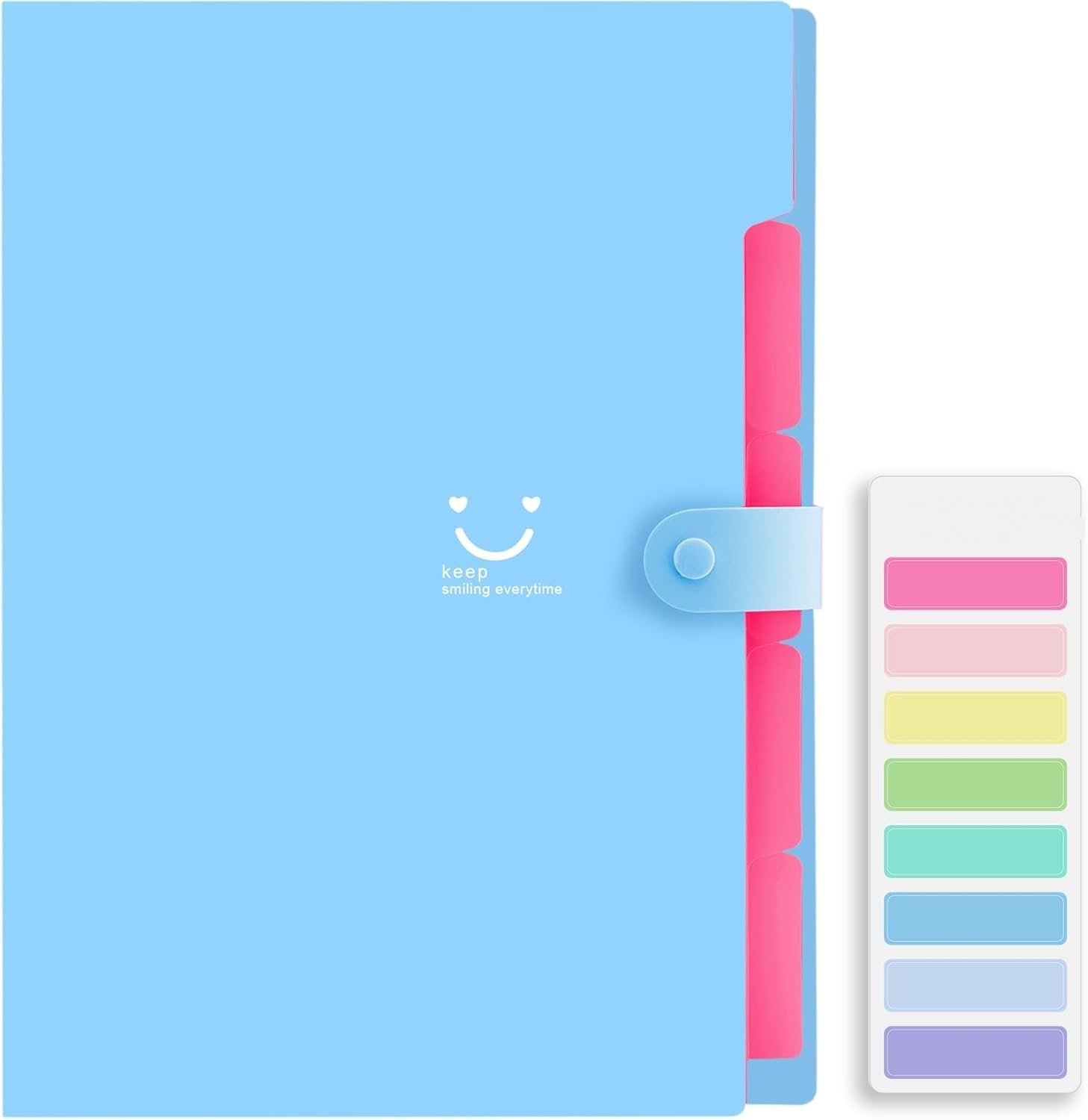 Corslet 【Ästhetisches Schreibwaren-Set】 6 Pastell-Doppelend-Textmarker und 5-Pocket-Erweiterungsmappe mit Etiketten für Schüler, Lehrer & Notizen