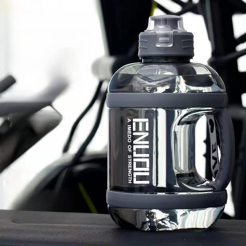 Image of Plastic 2.2 Liter Motivational Sports Gym Bottle Daily Water Intake With Time Markings Bpa-Free. Leak Proof For Adults For Gym, Travel And Office A- (Dark Black)