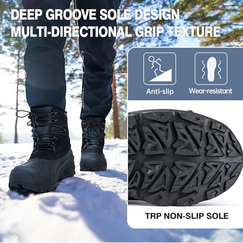 Image of FREE SOLDIER Mens Snow Winter Boots Waterproof Wram Boots for Men Nonslip Outdoor Snow Footwear(Black 10)