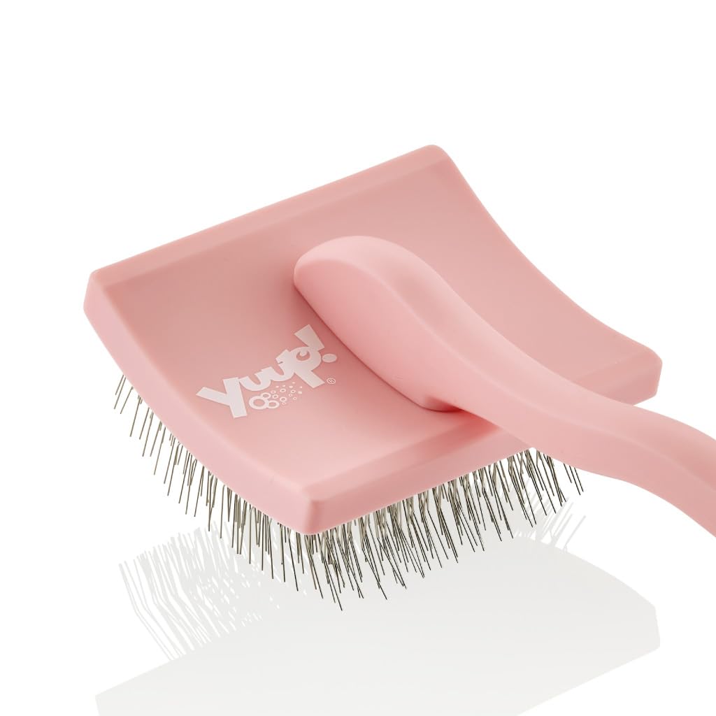 YUUP! - PINKBRUSH Cardatore professionale a denti lunghi e ad alta densità, Spazzola per cani e gatti, accessori per toelettatura cane e gatto
