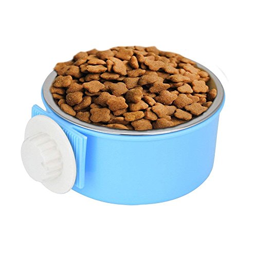 Itoda 2 In 1 Hanging Pet Bowl Detachable Food Water Feed Dish Cup Stainless Steel Bolt Hanger Healthy Puppy Dog Feeder Bowl #TOP4