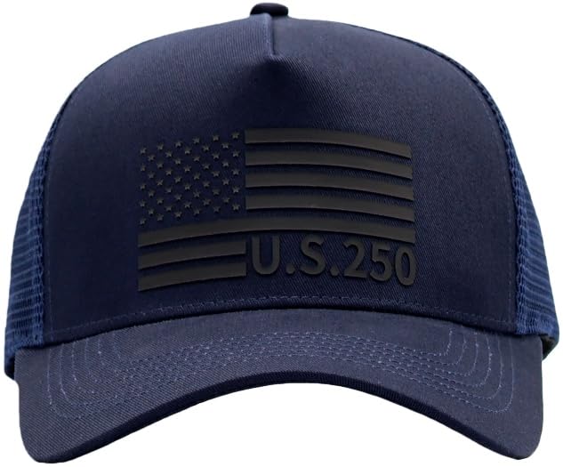 Image of USA Flag Snapback Hat Fits One Size&XXL /3XL - Mens Mesh Trucker Ball Hats - US 250th Anniversary Veterans Memorial Day Gifts