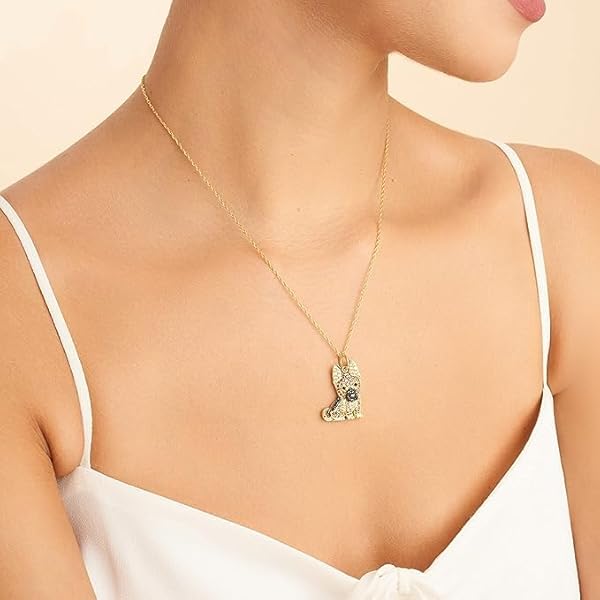 SCAMPER & CO Dog Breed Cubic Zirconia Puppy Charm Pendant Necklaces for Women - Genuine Gemstone with Elegant Backplate, Premium Plated Sterling Silver Necklace for Women Easy Closure 18 to 20 inch - Image 3