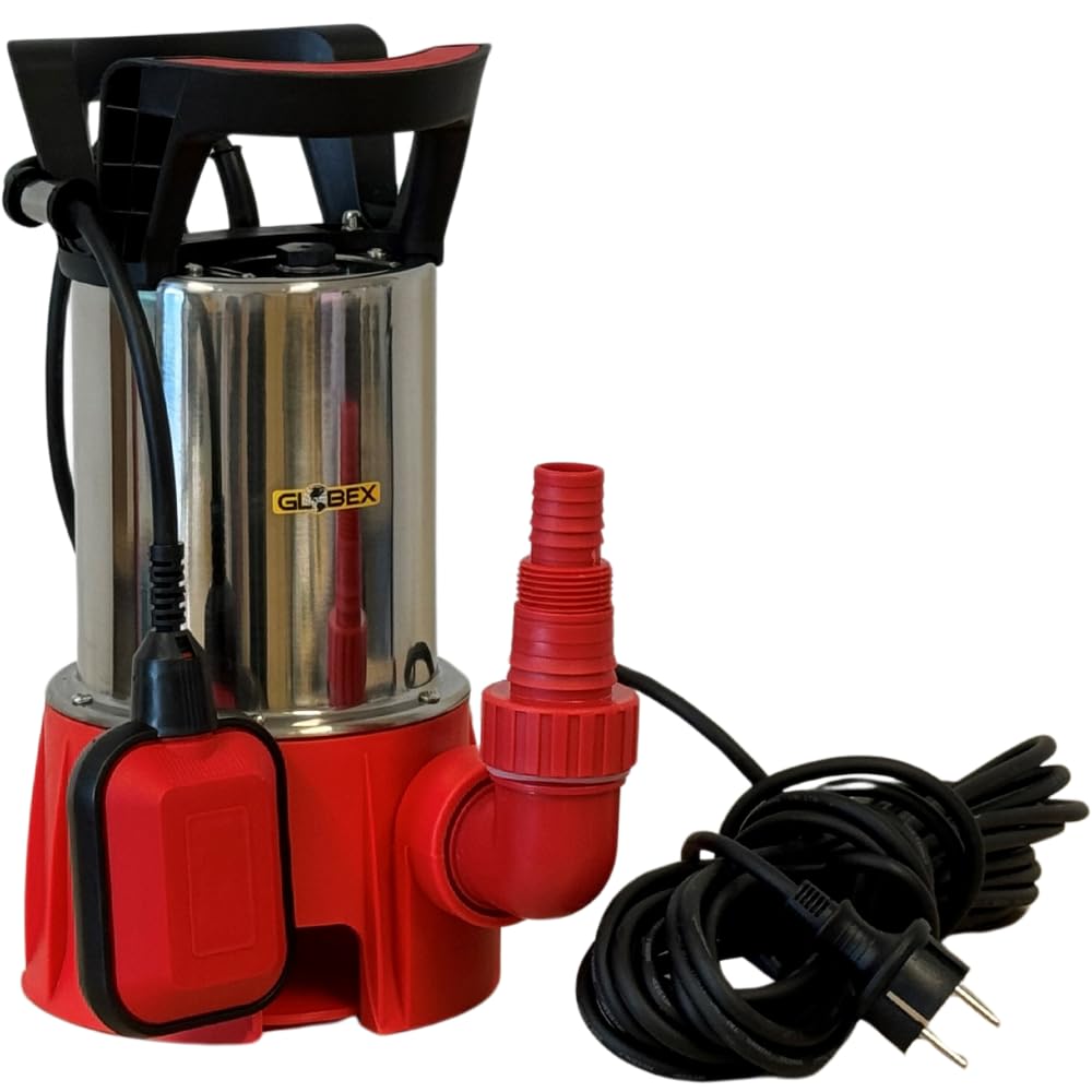 GLOBEX Pompa ad Immersione Acque Sporche, GX 750 PS, Inox 750W, Movimentazione di Acque Sporche, Svuotamento Serbatoi, Garage, Cantine, Interruttore Automatico Galleggiante