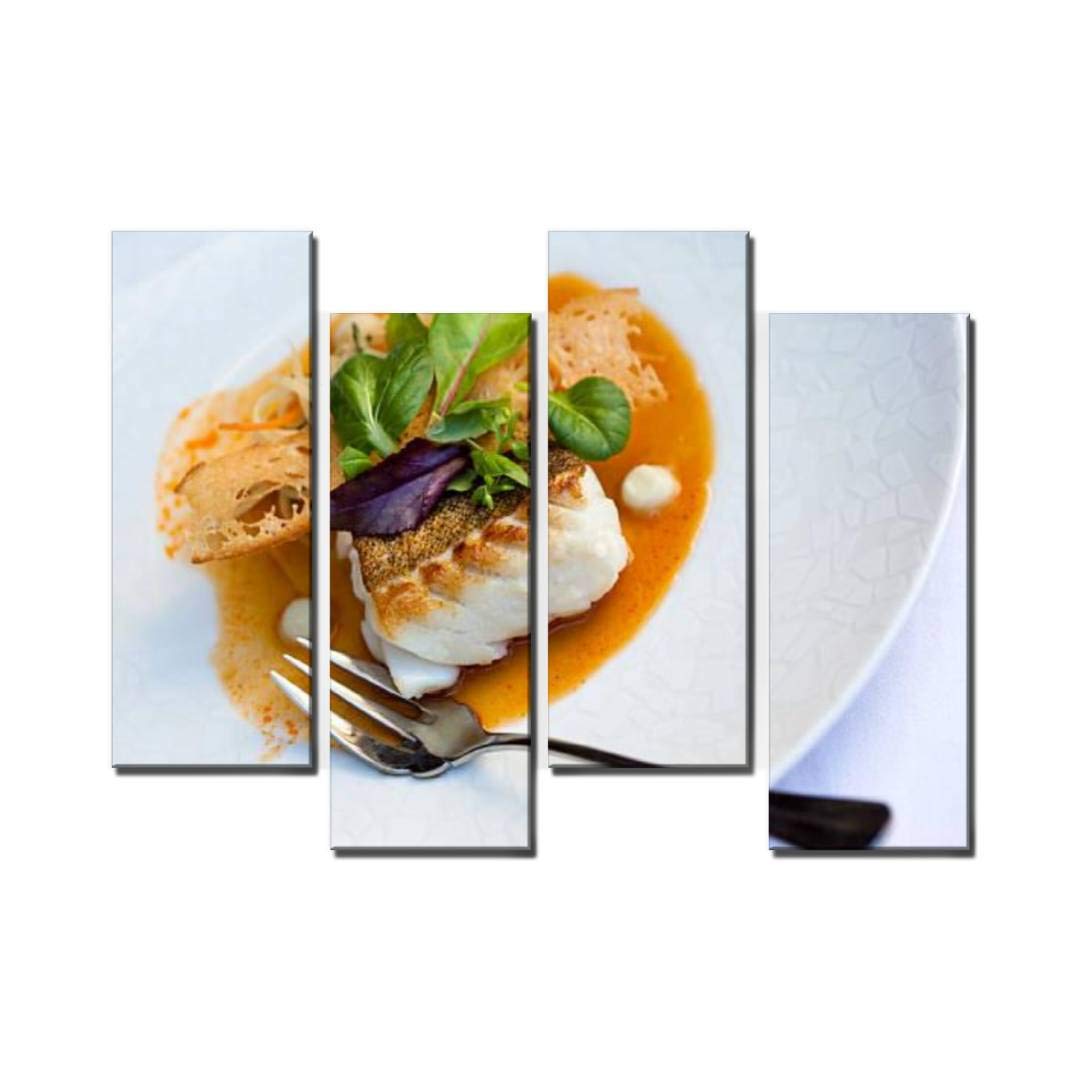 Wocatton Cod ansd Vegetables Wall Art Background Decor Pictures Print On Canvas Art Stretched and Framed Perfect Home Decoration