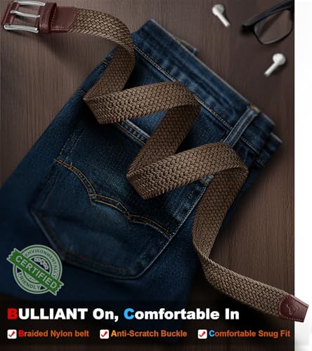 Image of BULLIANT Men's Woven Braided Stretch Web Golf Belt 1 3 /8 inch-Gift Boxed