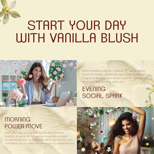 Image of Yardley London Vanilla Blush Eau De Parfum (EDP) for Women, 100ml - Natural Essential Oils, Sweet Gourmand Perfume | Vanilla & Rose Fragrance