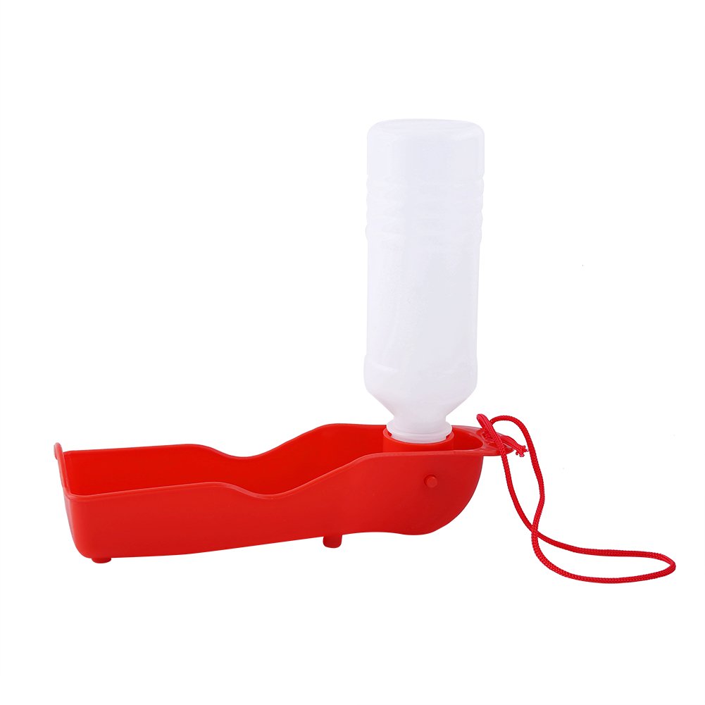 Naroote Portable Love Pet Dog Water Bottle for Travel Drinking 250ml/500ml Pink/Red/Blue Ideal for Walks, Hikes, Sports, Beach, Camping, Hand Held Plastic Bottle with Tray for Dogs and Cats (250ml)