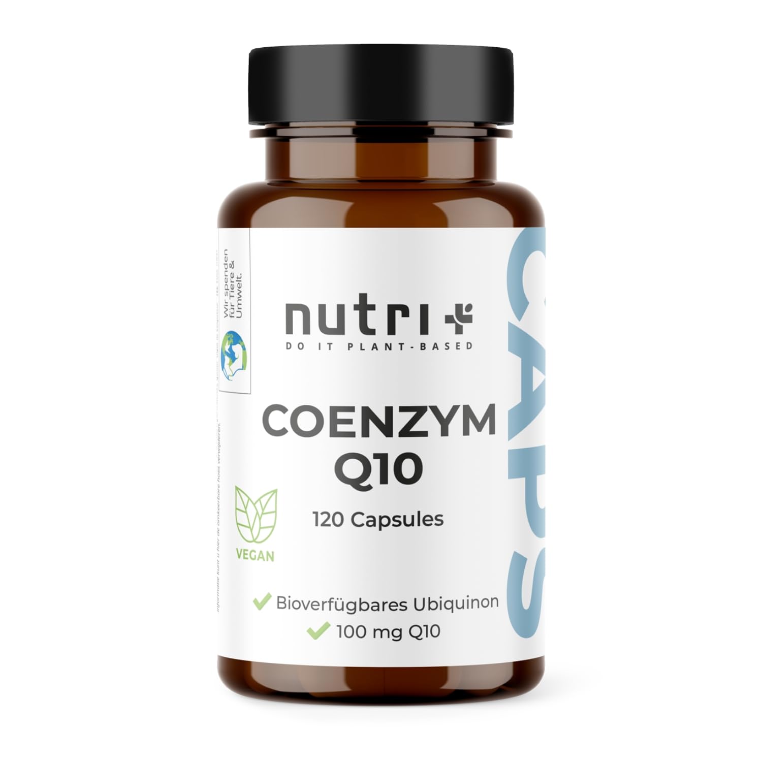 Nutri + Q10 Capsule alto Dosaggio - 120 Pillole 100 mg di Coenzima Q 10 per Capsula - Ubichinone vegano alta Qualità da Fermentazione senza Additivi inutili