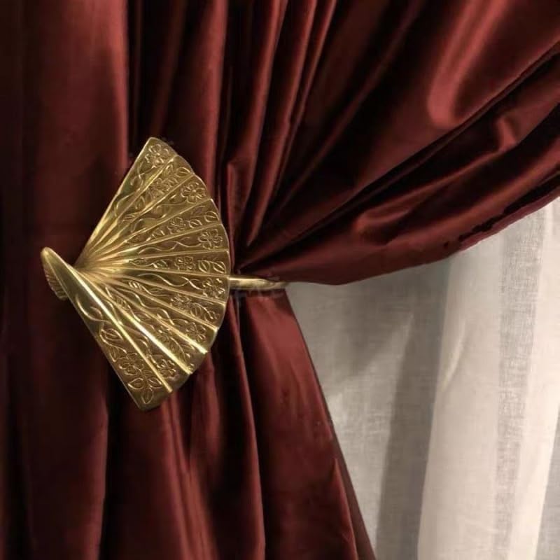 A Pair of European Curtain Fan Brass Hook Chinese Cloth Curtain Hook High-End All-Match - (Color: Single Left)