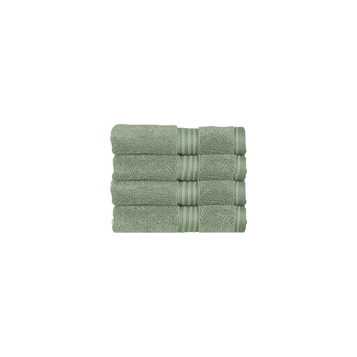 Christy Supreme Hygro 4 Face Cloths Set | Bay Leaf Green | 100% Luxury Supima Cotton | Ultra Soft | Super Absorbent | 650GSM | 4 Wash Cloth Flannels