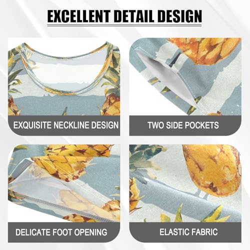 senya Short Sleeve Pajamas Sets Summer Cotton Sleepwear Fresh Fruits Design Pineapple4