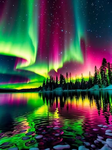 Zythron Aurora Diamond Art,Diamond Art Kits for Adults Beginner,Landscape Northern Lights Diamond Painting 5D Full Drill Painting Kit Art and Crafts for Adult Home Wall Decor 12 X 16 inch