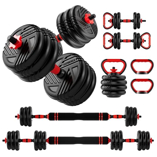 Adjustable Dumbbell Set, 10/20/30/45/70/90lbs, 5 in 1 Multi-Function Dumbbells Set Converts to Barbell & Kettlebell, Wei - Detailed View