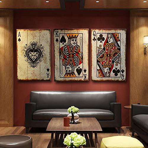 Décoration murale poker rétro toile 40x60cm pour habiller un bar