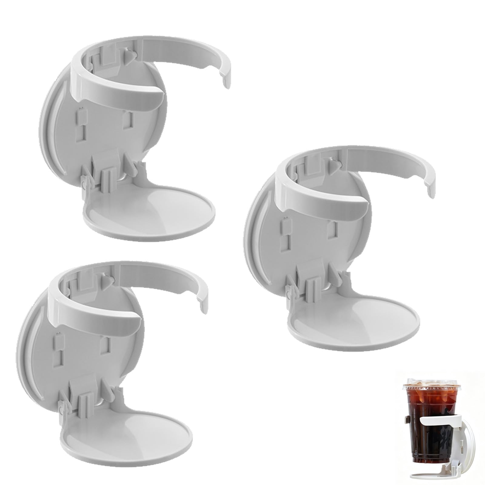 3 Piezas Soporte Plegable para Bebidas, Pared Sin Taladrar (Blanco)