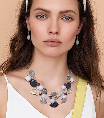 Collar de cuentas gruesas y aretes coloridos de mujer estilo bohemio 3