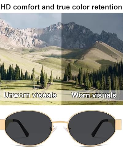 Retro Oval Sunglasses for Women 3-Piece Set Lightweight Metal Frame UV400 Protection Trendy Classic Shades3